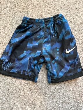 Nike Boys Blue Black Patterned Shorts